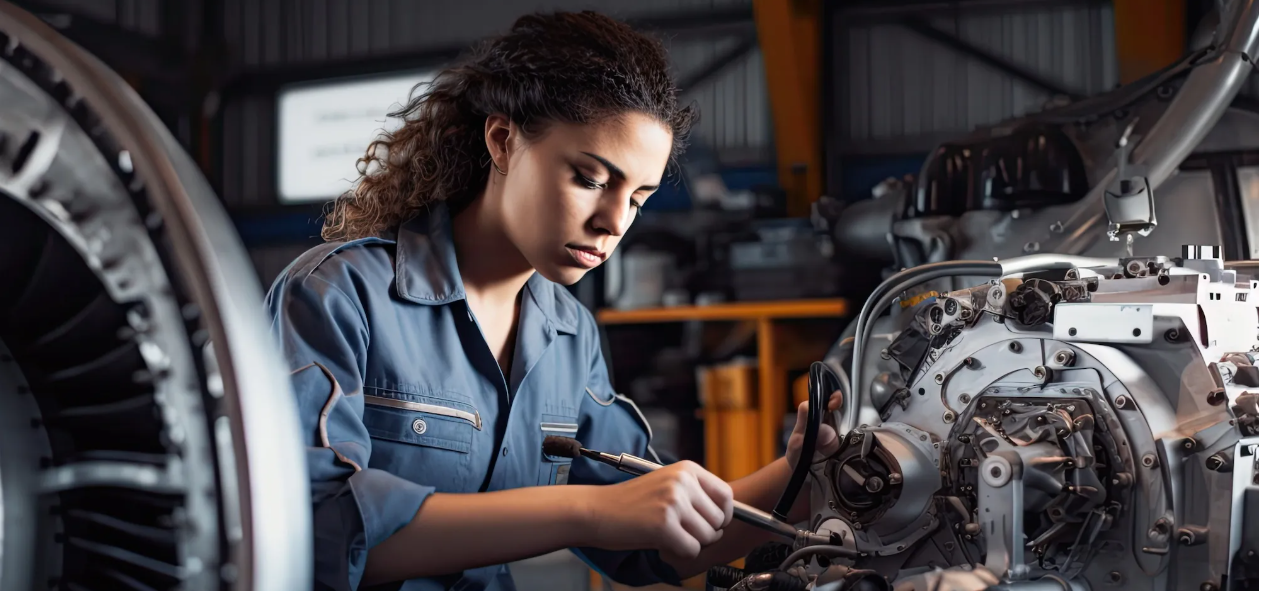 Pancarta del Simposio sobre la mujer en la industria manufacturera